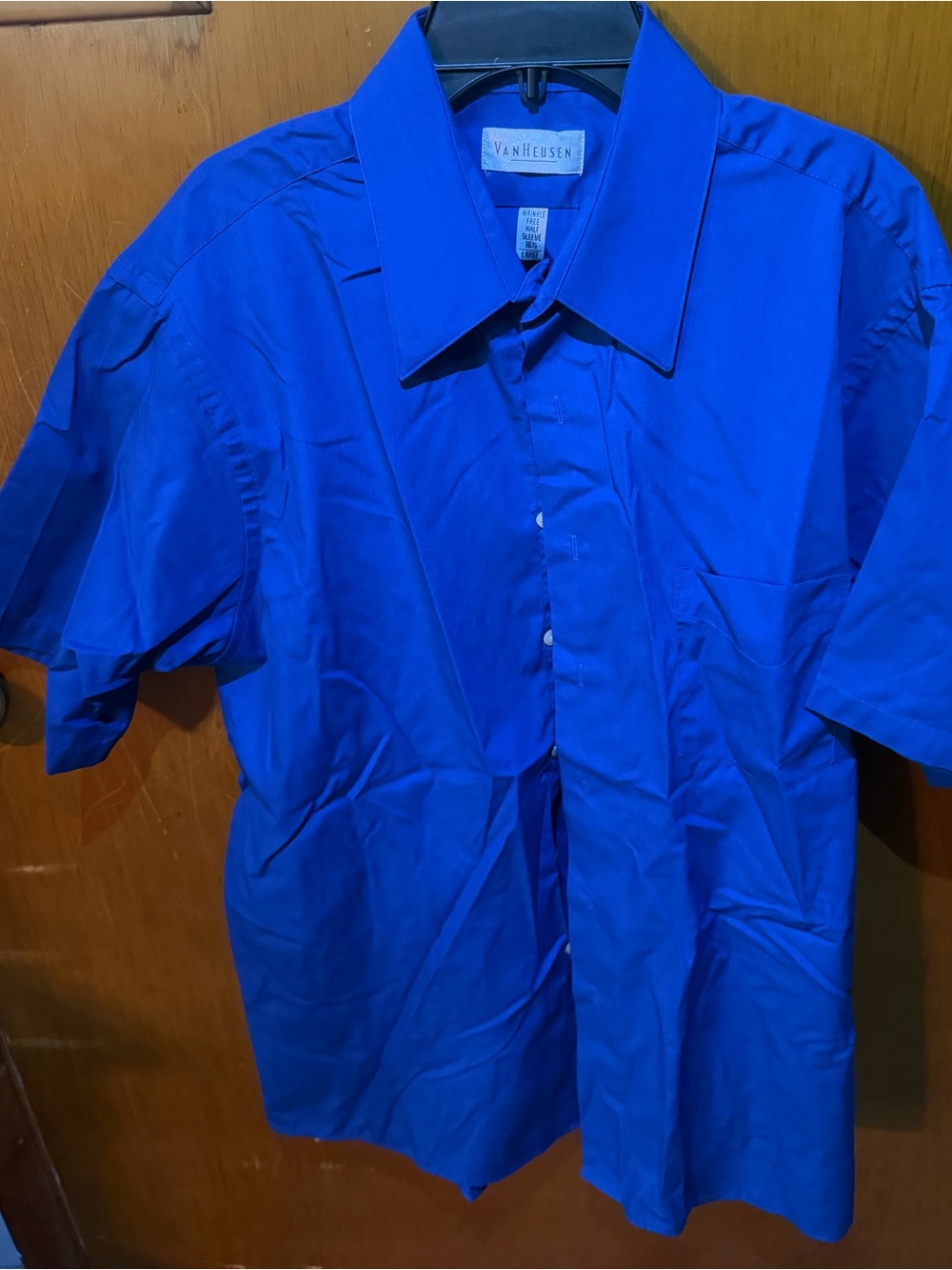 Van Heusen Short Sleeve Button-Down Shirt in Royal Blue